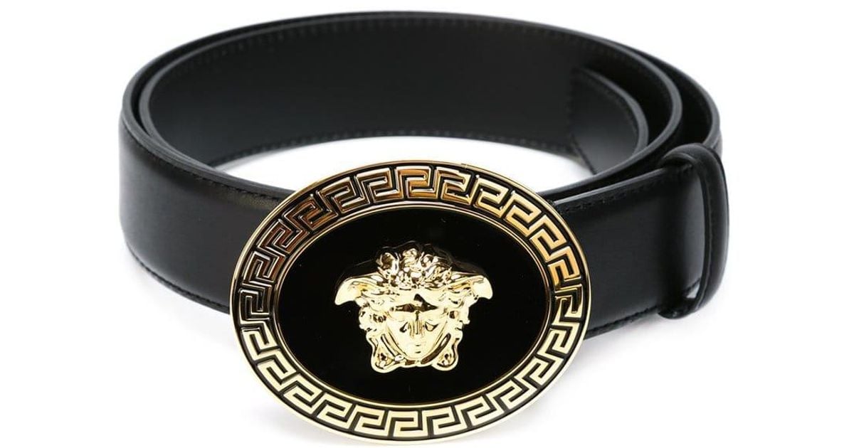 Cinturón con hebilla redonda Medusa Versace de Cuero de color Negro para  hombre | Lyst
