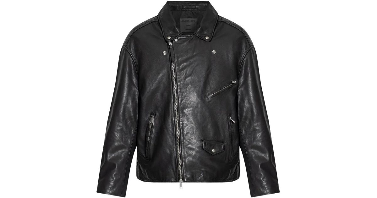 AllSaints Zip-Up Biker Jacket in Black for Men Lyst UK