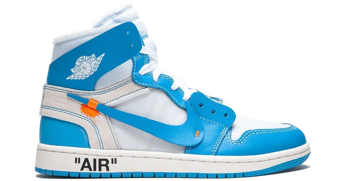 Baskets Air Jordan 1 Retro High Off White Cuir Nike X Off White En Coloris Bleu Lyst