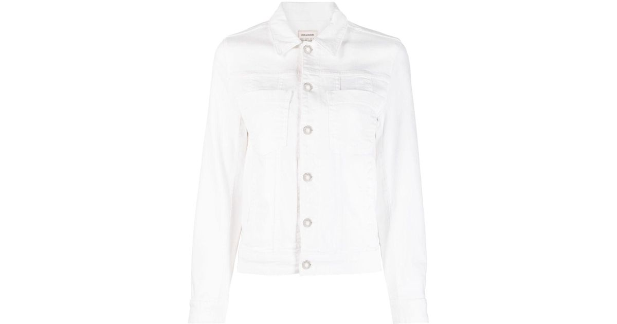 Zadig & Voltaire Kiomy Embroidered Denim Jacket in White | Lyst