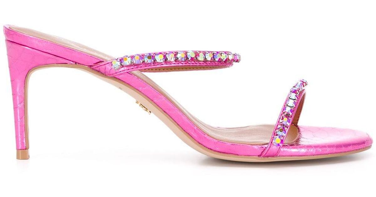 Kurt Geiger Leather 85mm Crystal-embellished Sandals in Pink - Lyst