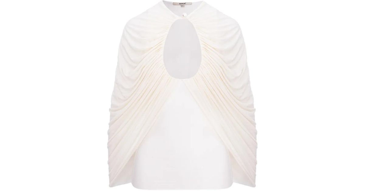 MANURI Draped Blouse in White | Lyst