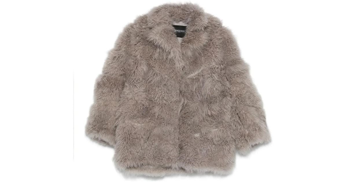 Simonetta Ravizza Shearling Jacket in Grey | Lyst UK