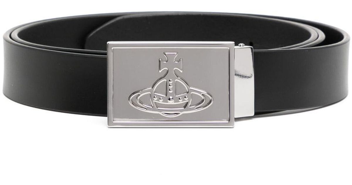 Vivienne Westwood Orbbuckle Leather Belt in Black for Men Lyst