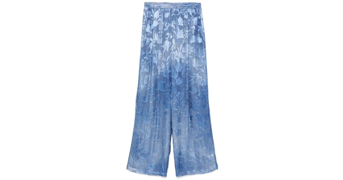 Ermanno Scervino Floral-Jacquard Trousers in Blue | Lyst
