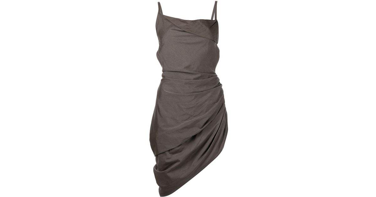 Jacquemus La Robe Saudade Ruched Dress in Brown | Lyst