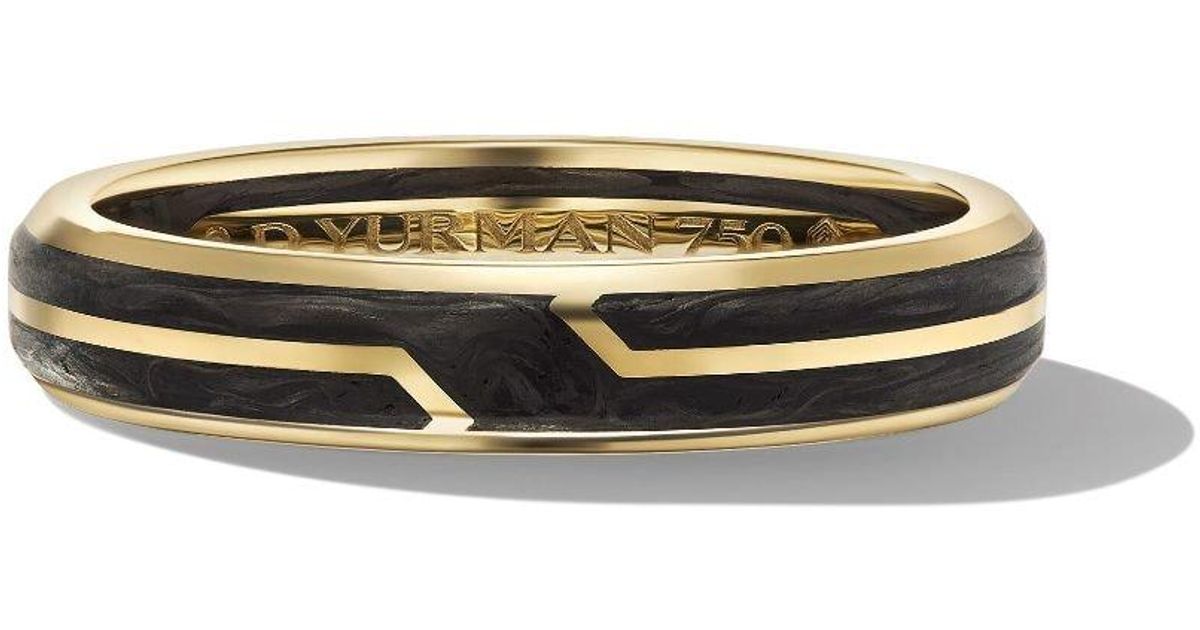 David Yurman 18kt Yellow Gold Carbon Ring in Black for Men Lyst