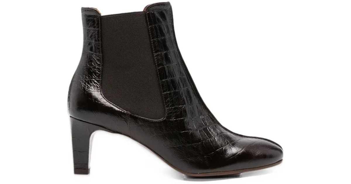 Chie Mihara Croc-Effect Ankle Boots in Black | Lyst