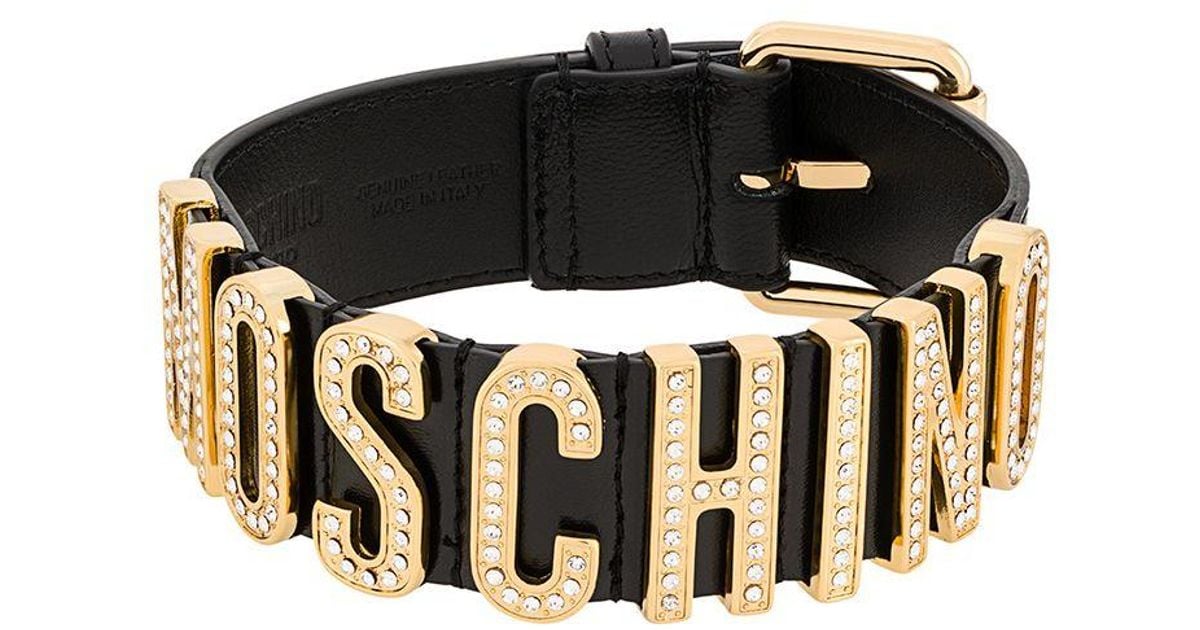 Moschino Logo Plaque Choker Necklace in Black | Lyst