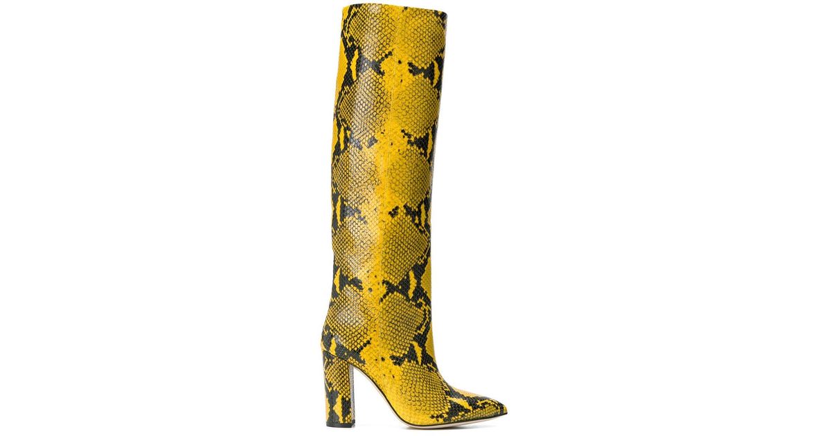 Paris Texas Snakeskin Print Boots in Yellow Lyst