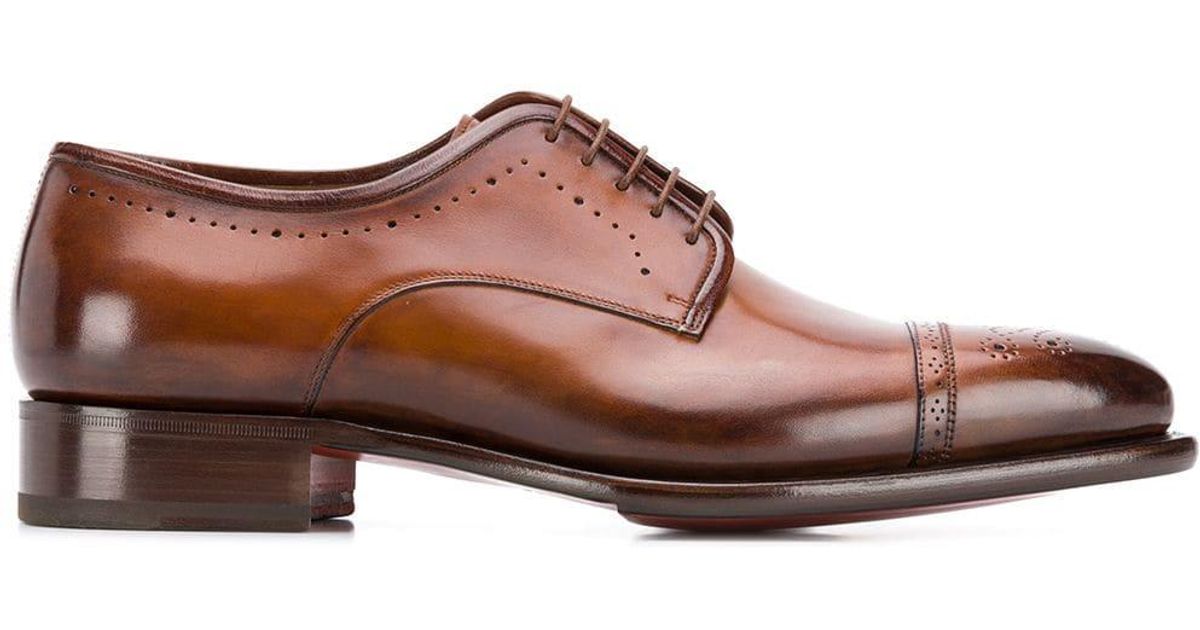 Santoni Leather Classic Oxford Shoes in Brown for Men Lyst