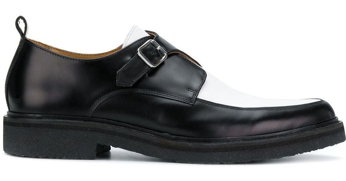 AMI Leather Creeper Monk With Crepe Sole in Black for Men - Lyst