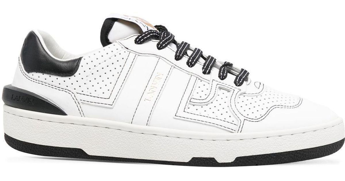 Lanvin Leather Low Clay Perforated Sneakers in White | Lyst UK