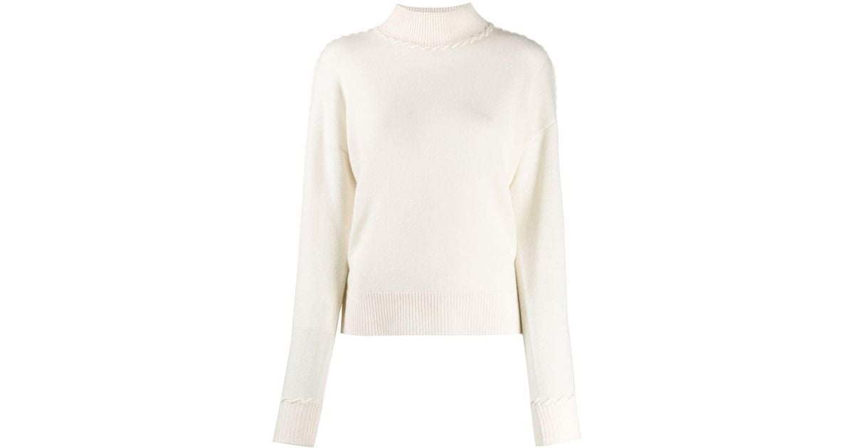 Theory Cashmere Turtleneck Knit Sweater in White - Lyst