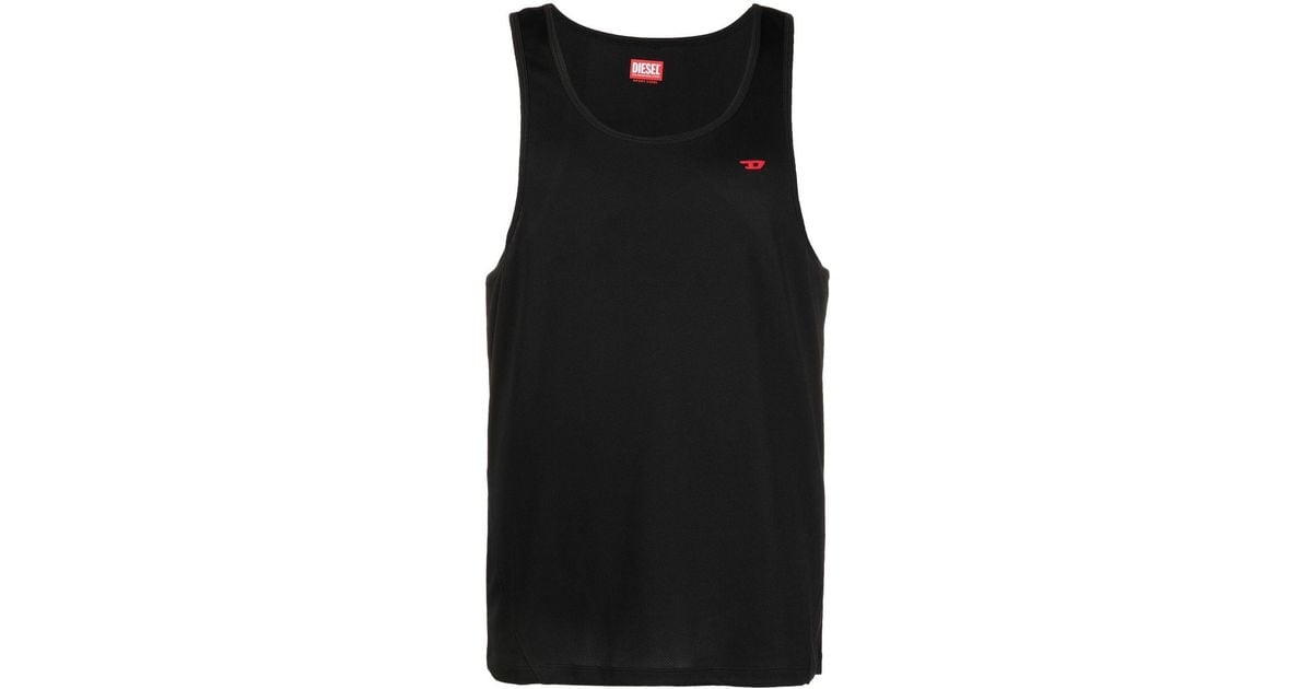 DIESEL Logopatch Performance Tank Top in Black for Men Lyst
