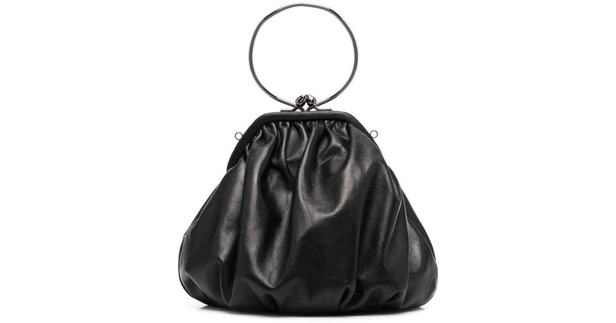 discord Yohji Yamamoto Leather Drape Clasp Tote Bag in Black | Lyst