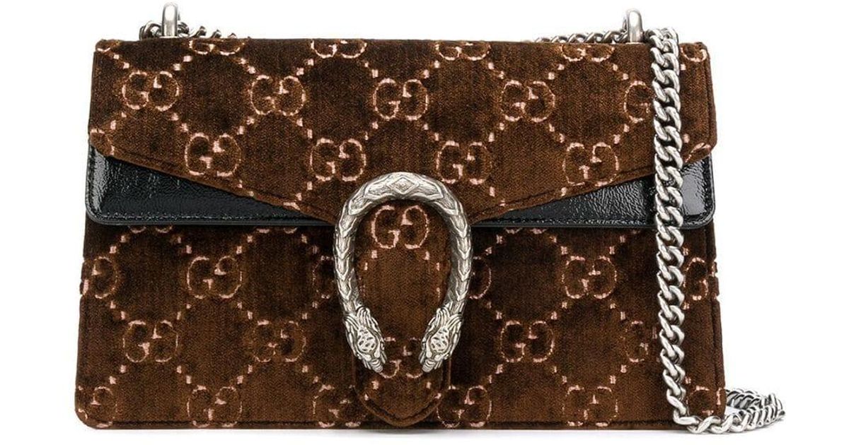 Gucci Dionysus GG Velvet Small Shoulder Bag in Brown Lyst Canada