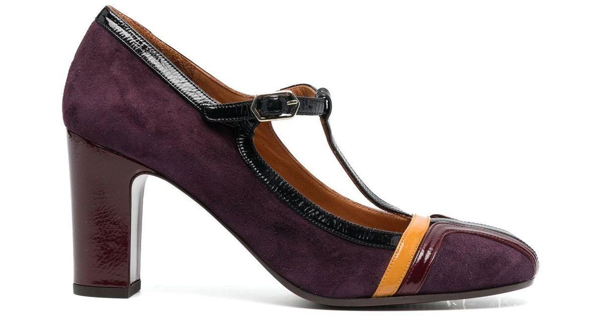Chie Mihara Leather Mary Jane Buckle Pumps in Purple | Lyst