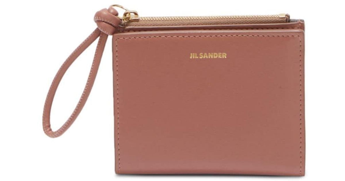 Jil Sander Logo-print Zip-fastening Wallet in Natural | Lyst