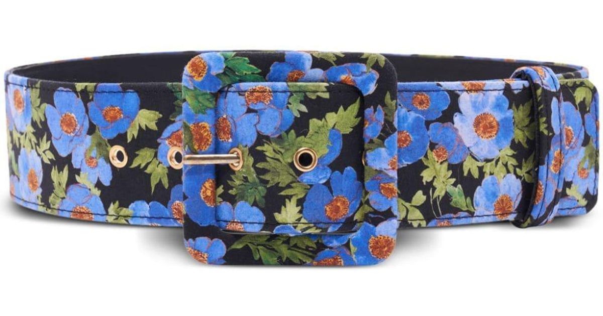 Carolina Herrera Floral-print Adjustable Belt in Blue | Lyst