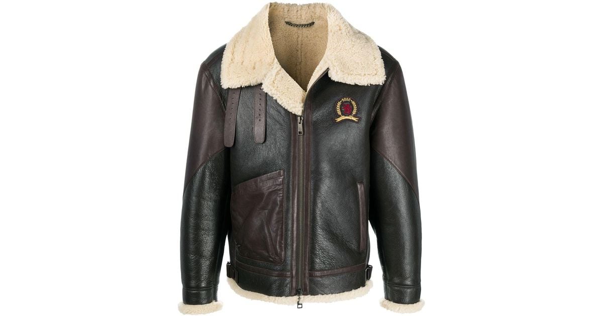 Tommy Hilfiger Zip-up Sheepskin Jacket in Brown for Men | Lyst