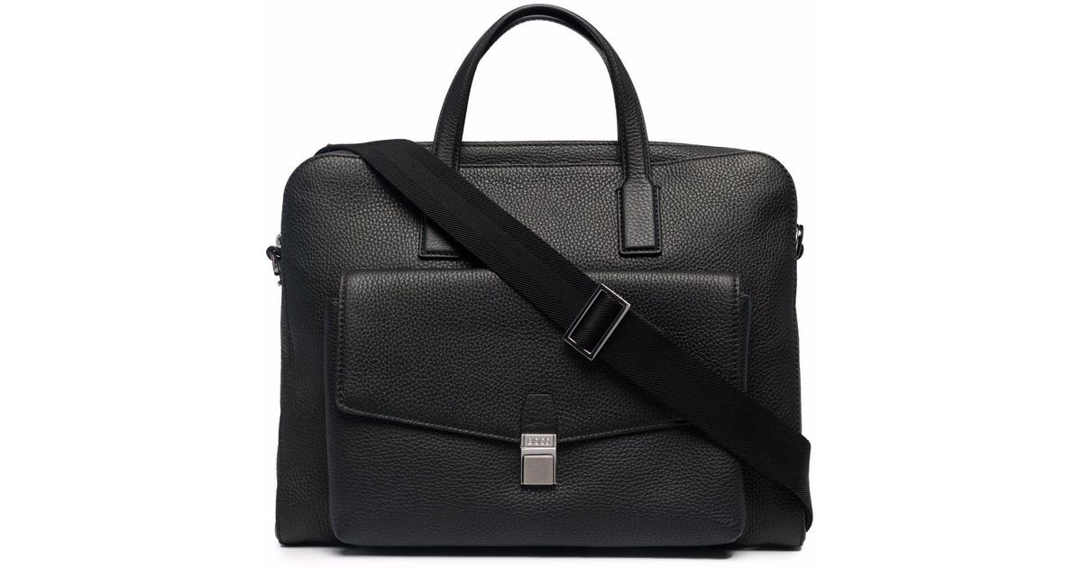 BOSS by HUGO BOSS Pebble Leather Laptop Bag in Black for Men Lyst