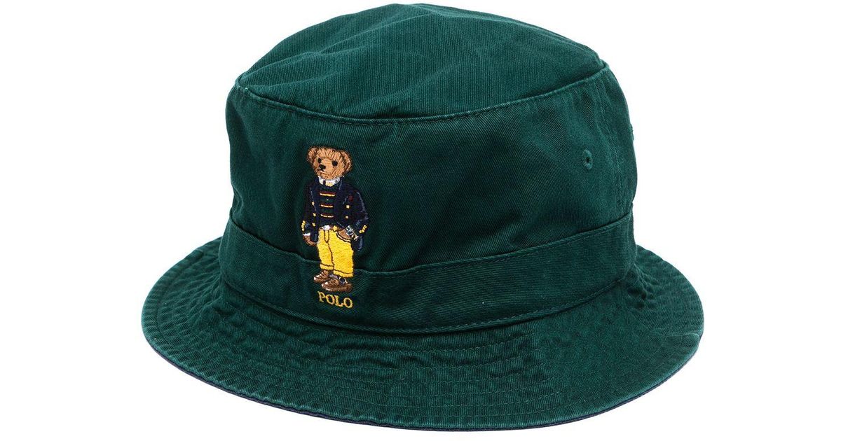 Polo Ralph Lauren Cotton Polo Bearembroidered Bucket Hat in Green for