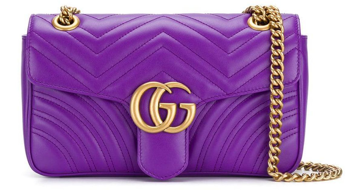 Bolso de hombro GG Marmont de matelassé Gucci de Cuero de color Morado |  Lyst