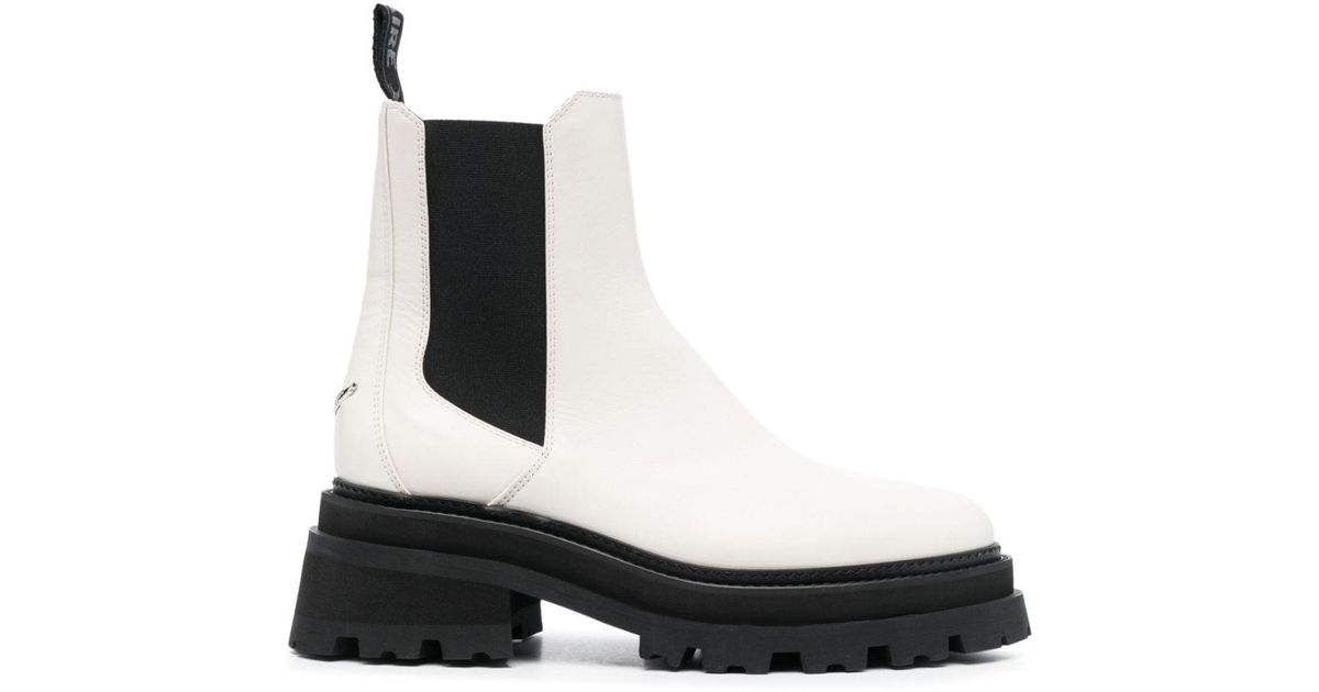 Zadig & Voltaire Ride Ankle Leather Boots in White | Lyst