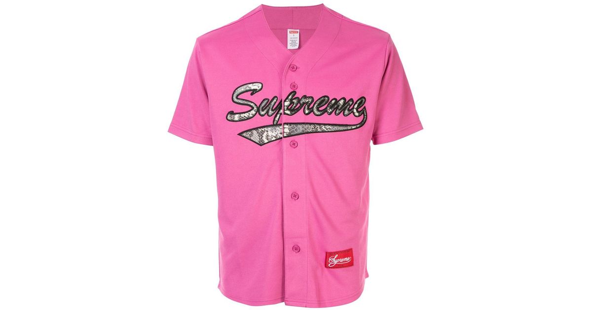 Supreme Logo Baseball Jersey in Pink for Men | Lyst