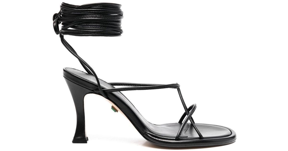 Ilio Smeraldo Giulia De Lellis Leather Sandals in Black | Lyst