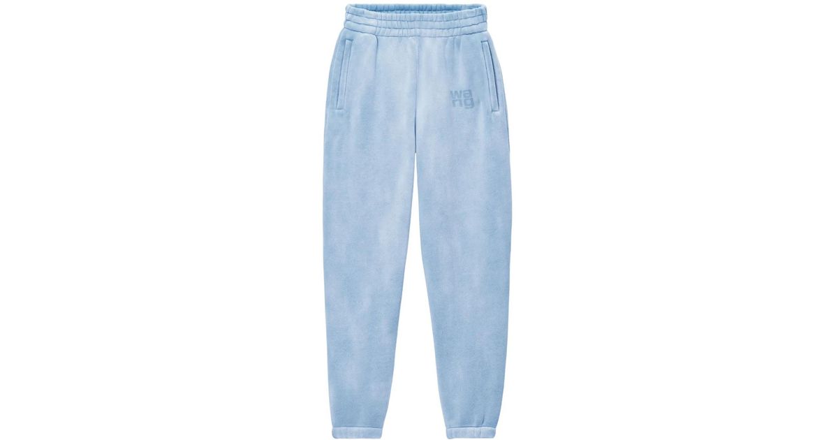 Alexander Wang Puff Logo Sweatpant In Structured Terry in Blue