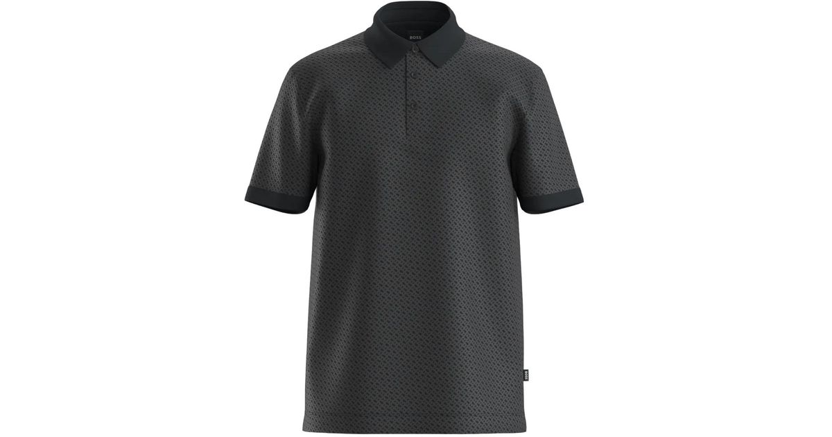 BOSS Patterned Polo Shirt in Black for Men | Lyst