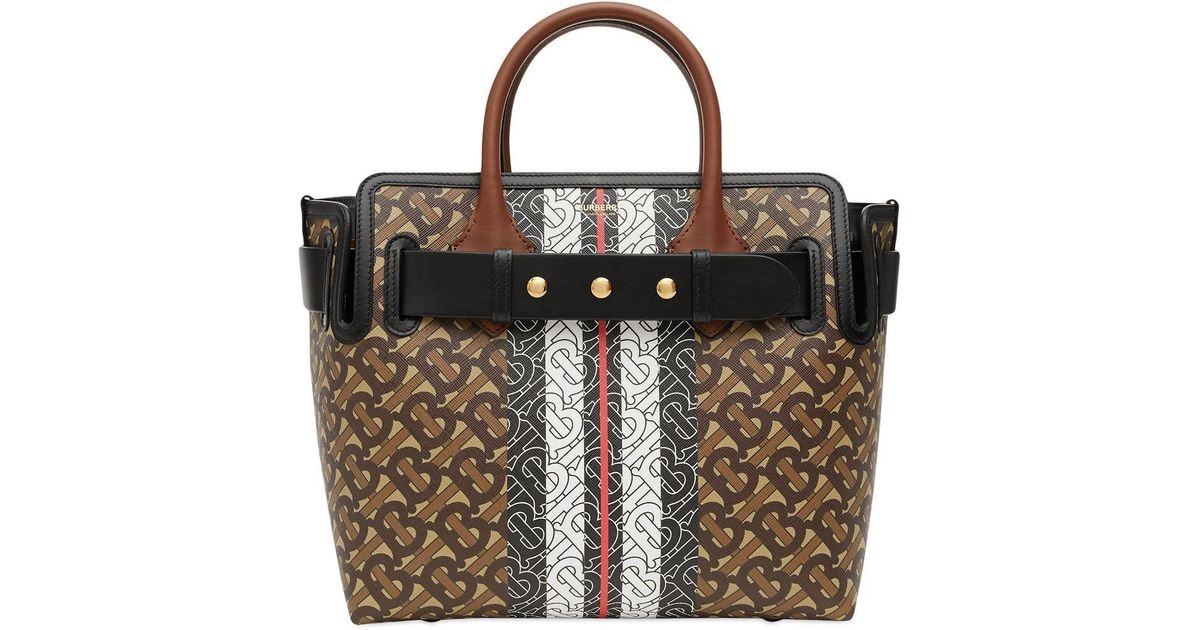 monogram colorblock stripe shopper tote bag
