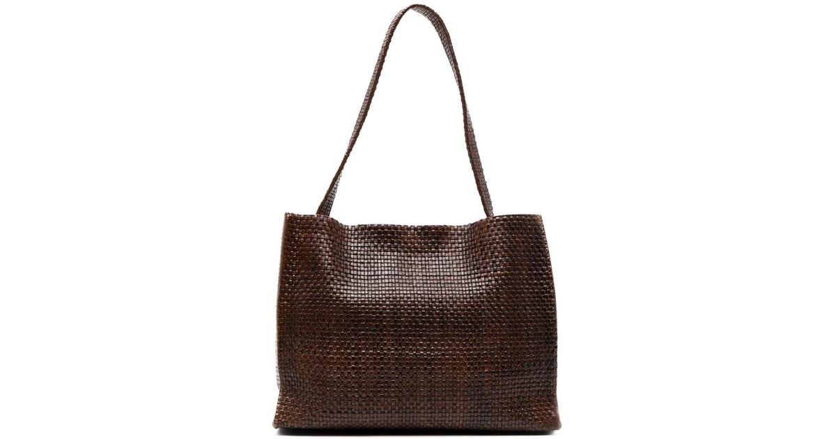 St. Agni Mini Woven Leather Tote Bag in Brown | Lyst UK