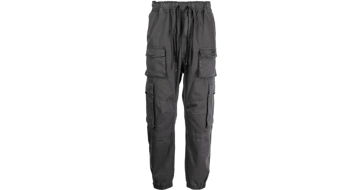 Izzue Cotton Tapered-leg Cargo Trousers in Grey (Gray) for Men - Lyst