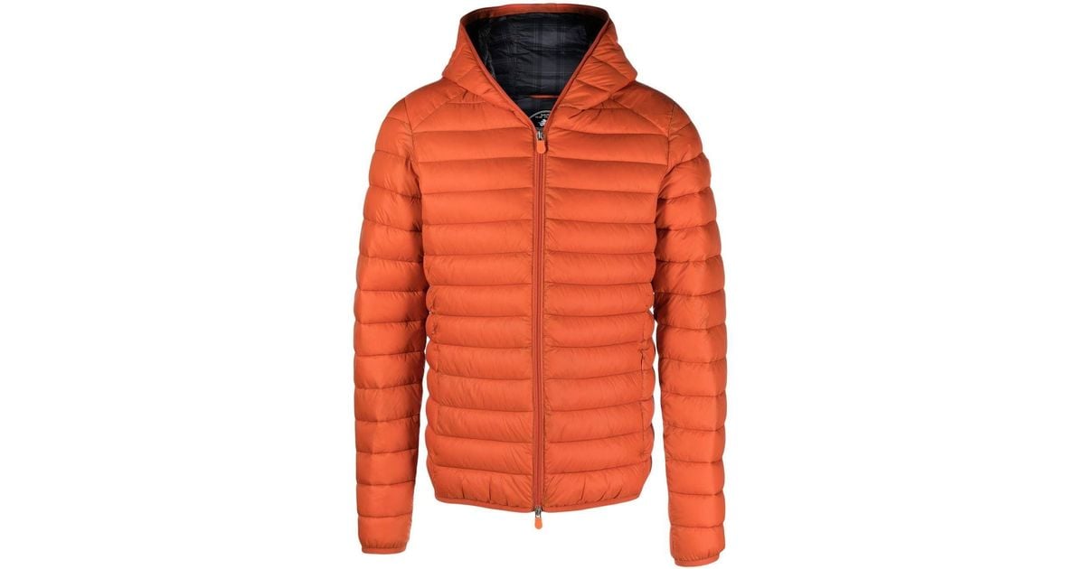 Save The Duck Logo-patch Padded Jacket in Orange for Men | Lyst