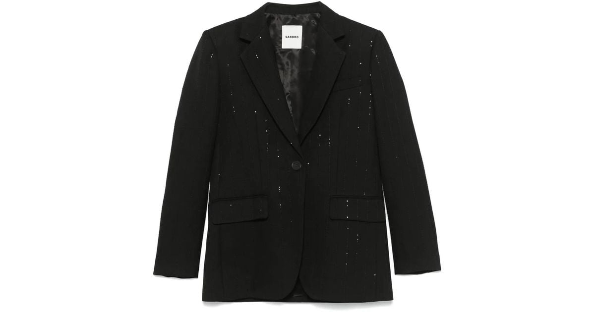 【大人気】SANDRO スパンコール付き ジャケット Sandro スパンコール ジャケット ブラック | Lyst