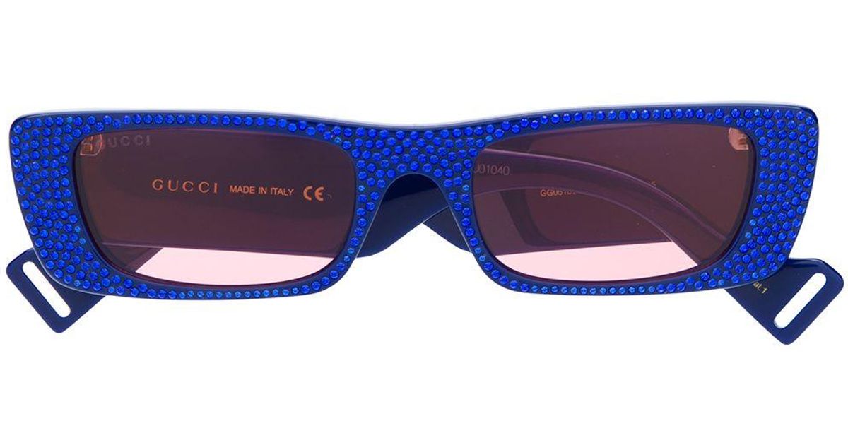 Gucci Rhinestone Embellished Sunglasses in Blue | Lyst