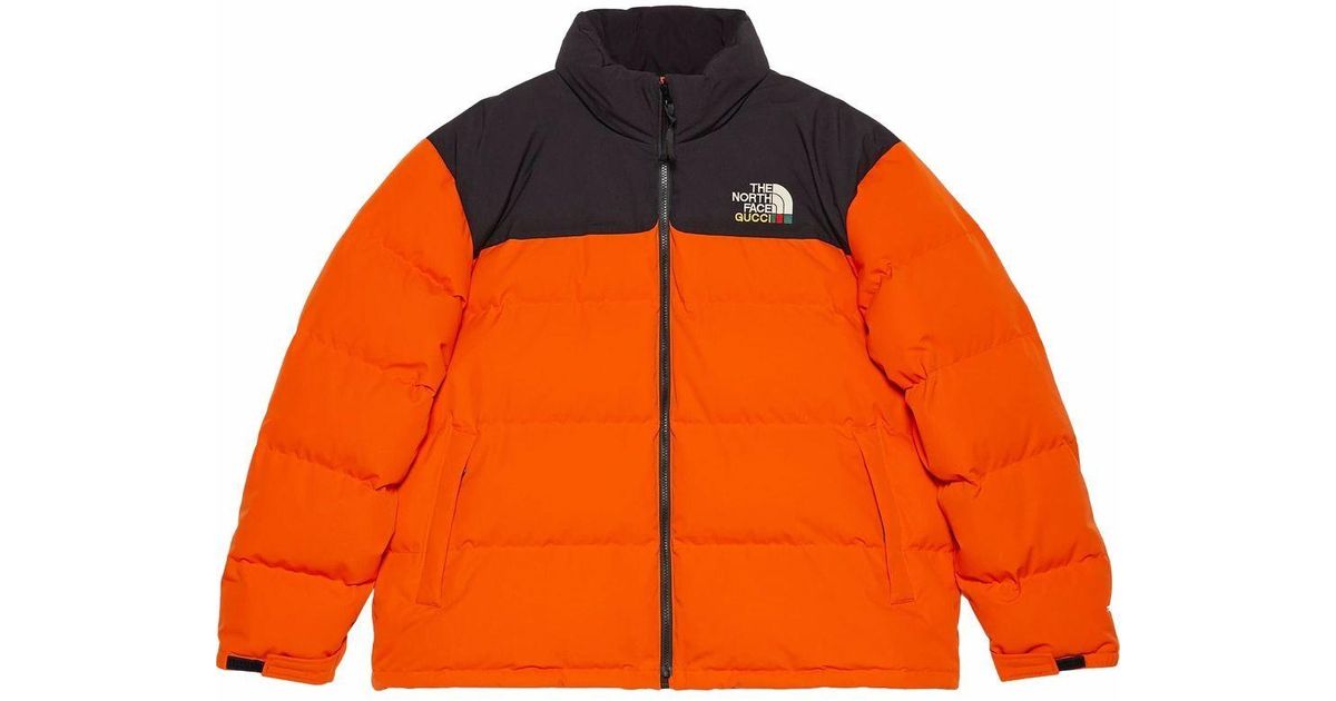 Gucci Denim X The North Face Down Jacket in Orange for Men - Lyst