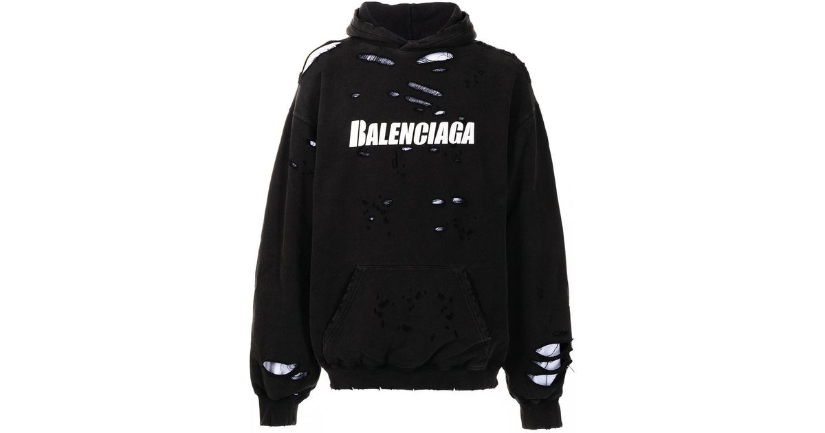 balenciaga ripped hoodie black