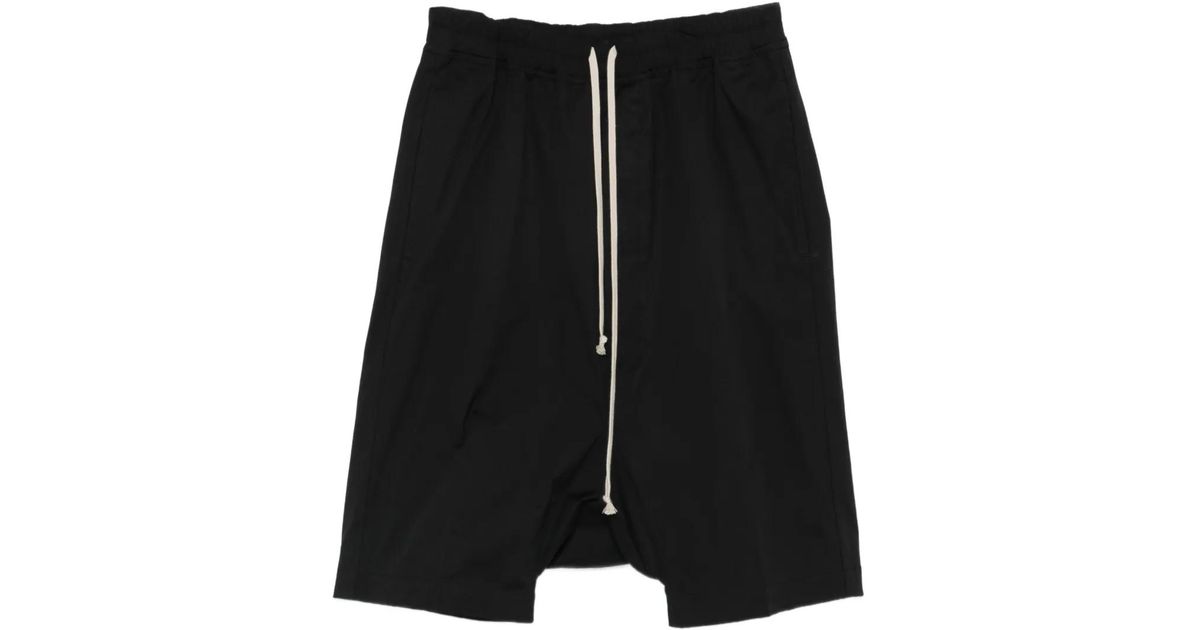 Rick Owens Drawstring Drop-Crotch Shorts in Black for Men | Lyst