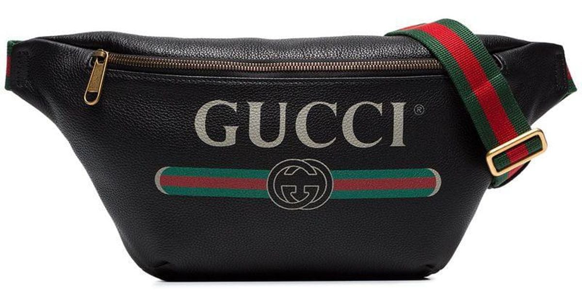 Gucci Black Fake Logo Print Leather Crossbody Bag for Men Lyst Australia