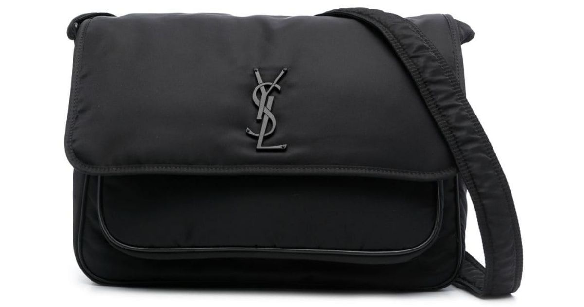 Saint Laurent Niki Ysl-plaque Messenger Bag in Black for Men | Lyst