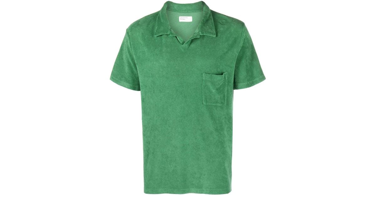 Universal Works Terry-cloth Cotton Polo Shirt in Green for Men | Lyst