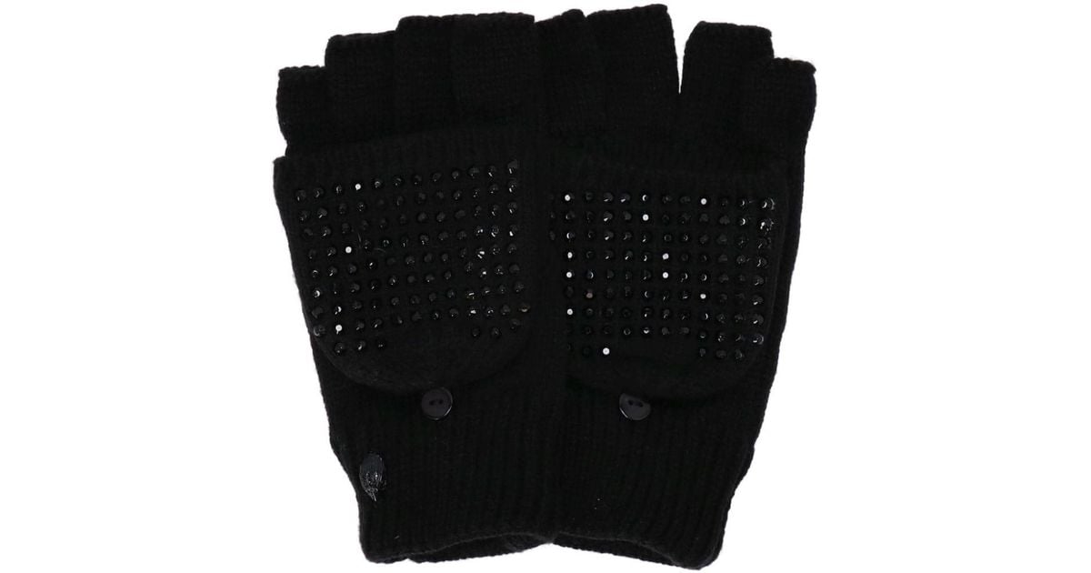 Kurt Geiger CrystalEmbellished Eagle Gloves in Black Lyst UK