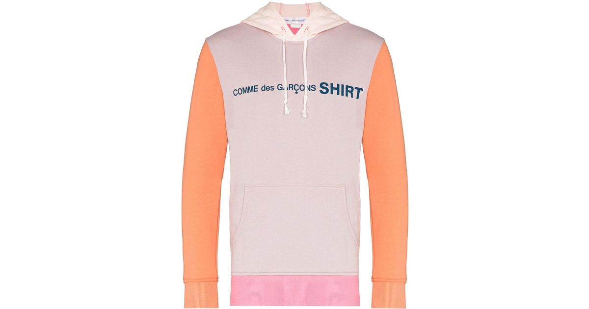Comme des Garçons Colour-block Cotton Hoodie in Pink for Men - Lyst