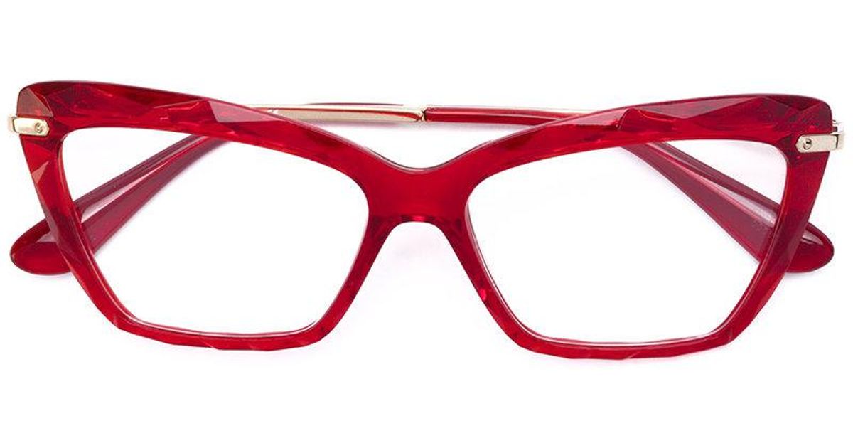 Dolce & Gabbana Cat Eye Glasses in Red | Lyst