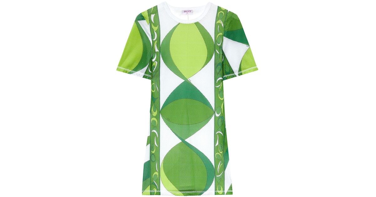 Emilio Pucci Graphic-print Short-sleeve Minidress in Green