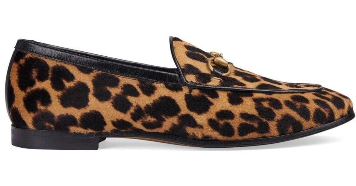 Gucci Jordaan Leopard-print Loafers in Brown | Lyst